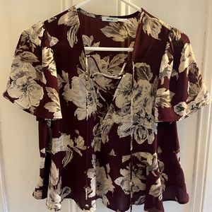 Urban outfitter floral lace up top